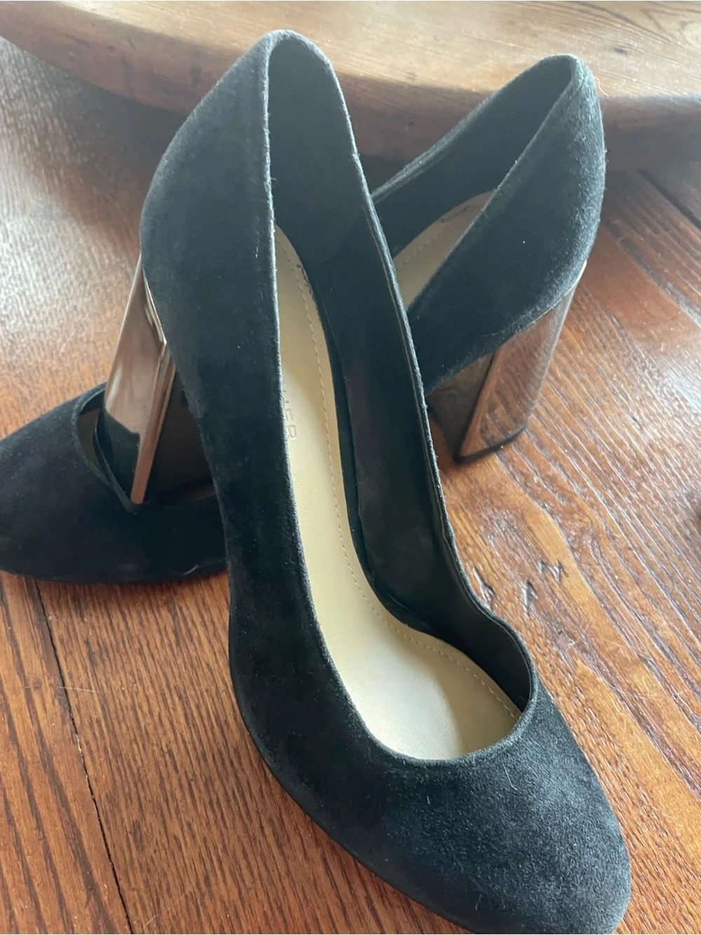 Marc Fisher Black Suede Round-Toe Pumps